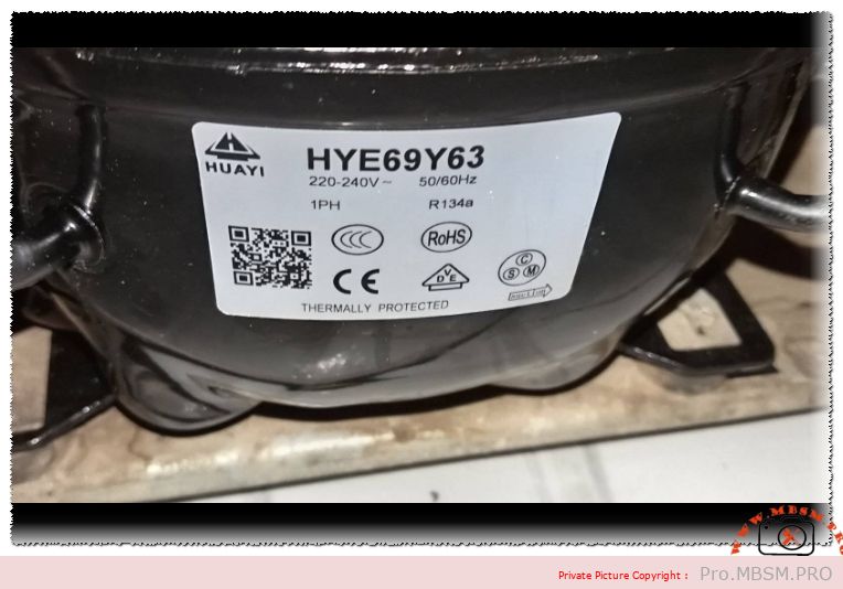 Huayi HYE69Y63 Compressor 1/5 HP R134a LBP mbsmpro