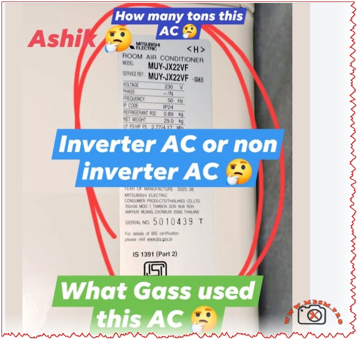 Mitsubishi Ashiki MUY-JX22VF electrical technical data interpretation mbsmpro