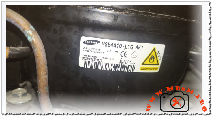 Samsung MSE4A1Q‑L1G AK1, hermetic reciprocating refrigerator compressor mbsmpro