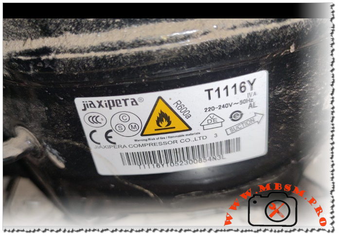 Jiaxpera T1116Y compressor specs 1/5 HP LBP R600a 220-240V 184W 10.5 cm3 mini fridge replacement mbsmpro