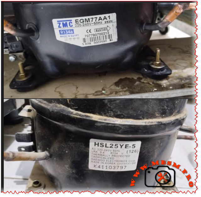 ZMC EGM77AA1 and Daewoo HSL25YE-5 Compressor Comparison and Technical Specifications mbsmpro