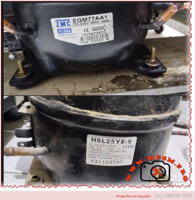 ZMC EGM77AA1 and Daewoo HSL25YE-5 Compressor Comparison and Technical Specifications mbsmpro